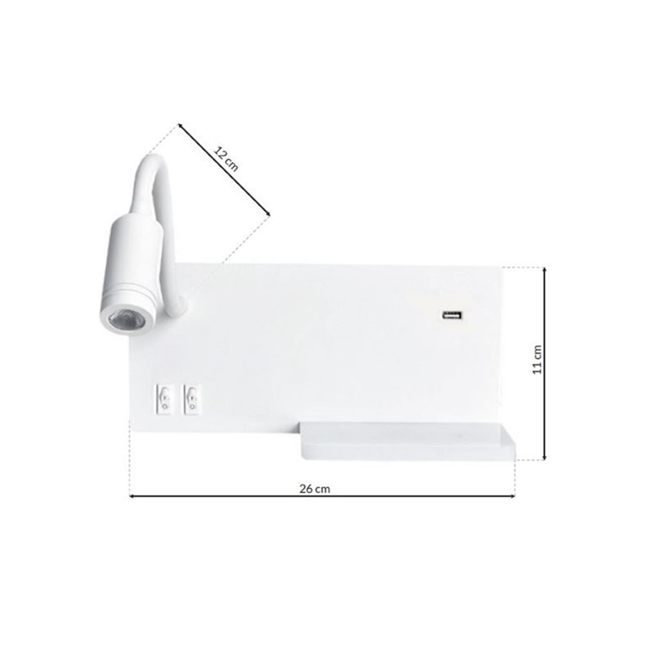 LED Απλίκα Τοίχου Shelf 4W Λευκό