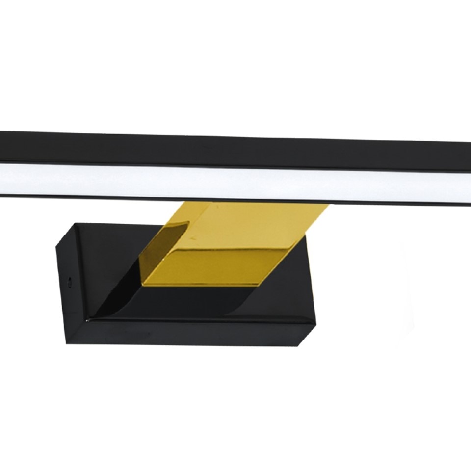 LED Απλίκα Τοίχου Shine IP44 60cm 13,8W Μαύρο με Χρυσό