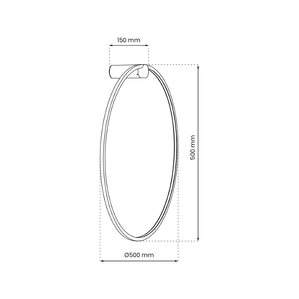 LED Απλίκα Τοίχου Saturno IP44 25W 50cm Μαύρο