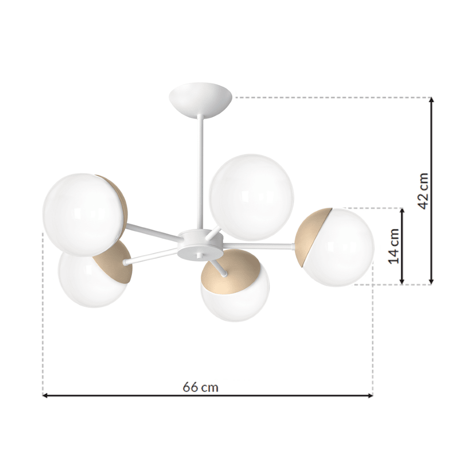 Multi-Light Pendant Lamp Sfera 66cm 5xE14 Ø66cm White