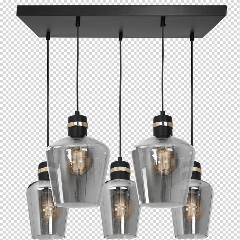Multi-Light Pendant Lamp Richmond 5xE27 Black Gold