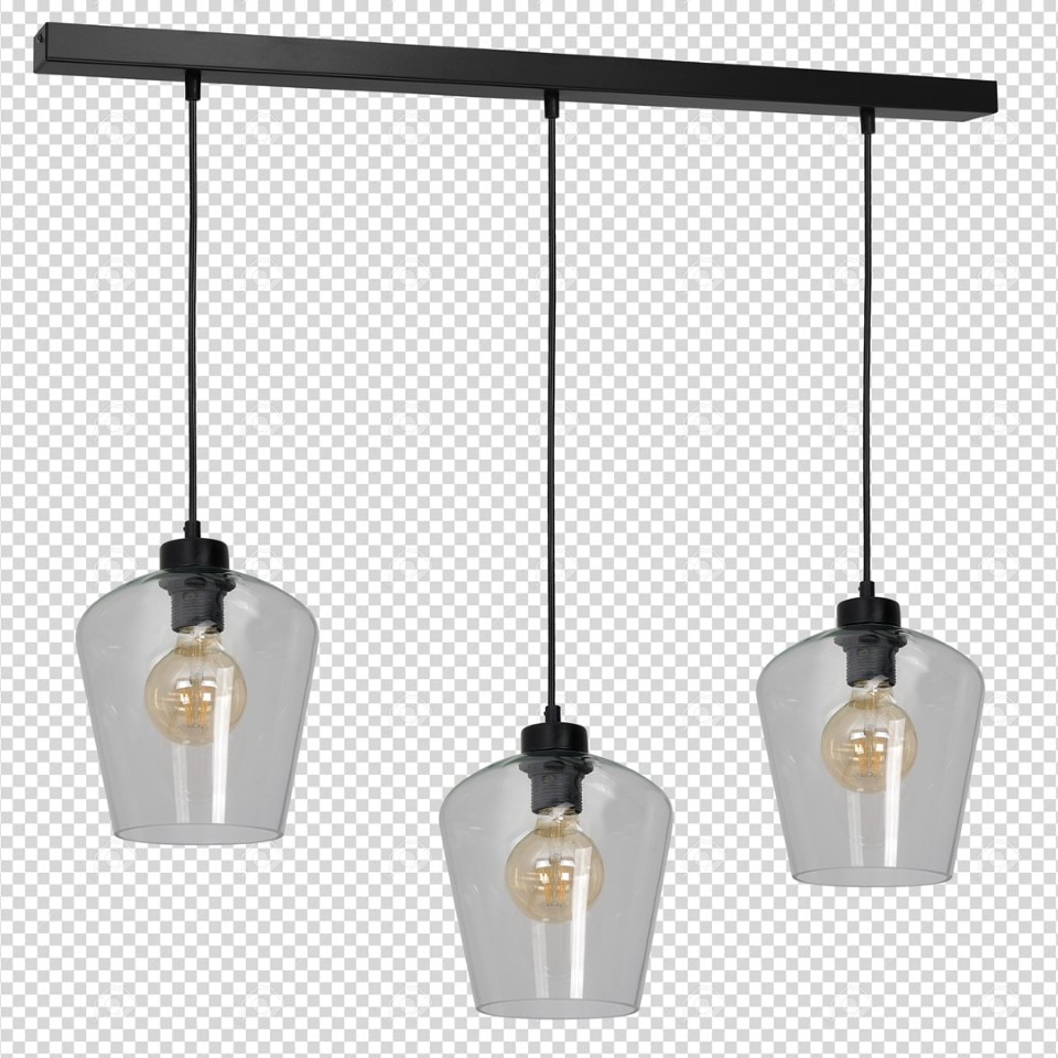 Multi-Light Pendant Lamp Santiago Clear 3xE27 Black