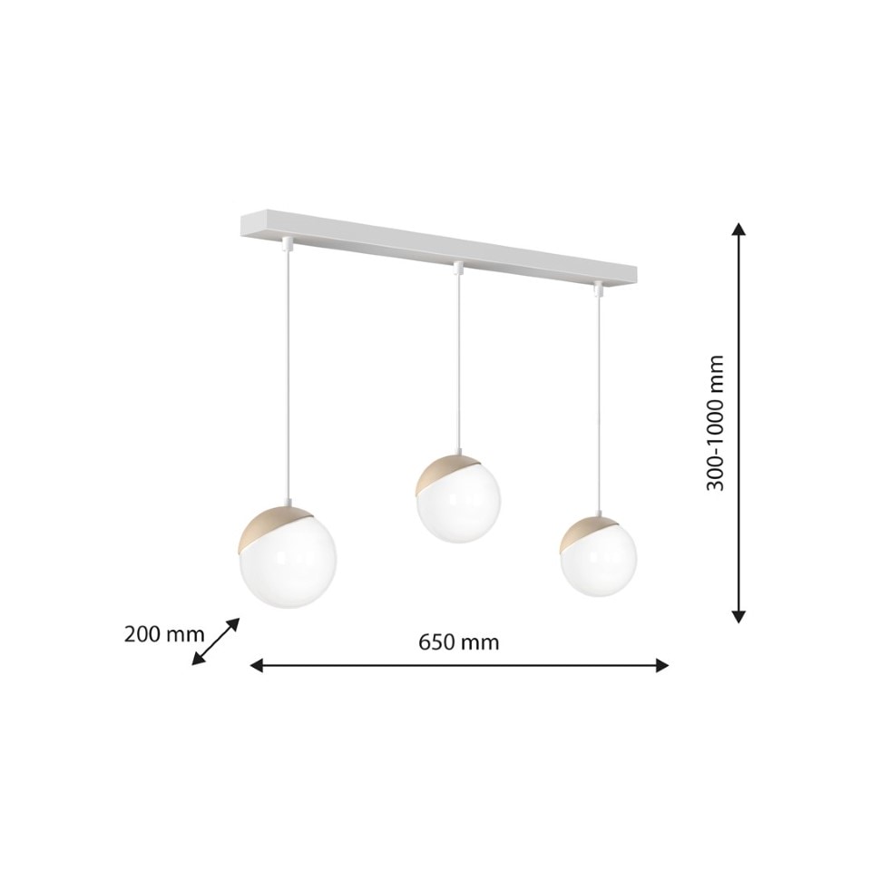 Multi-Light Pendant Lamp Sfera 65cm 3xE14 White