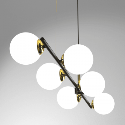Multi-Light Pendant Lamp Pop Ø108cm 6xE14 Black Gold