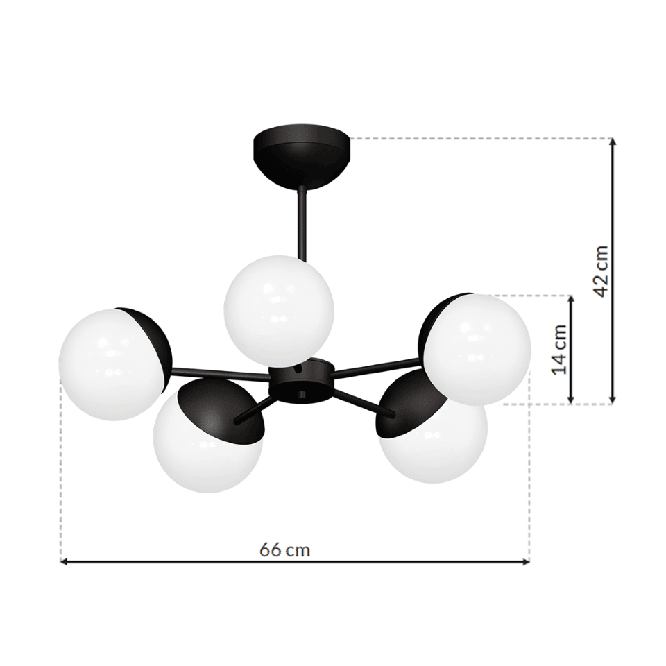Multi-Light Pendant Lamp Sfera 66cm 5xE14 Ø66cm Black