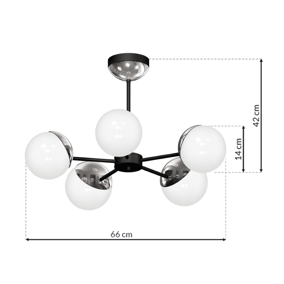 Multi-Light Pendant Lamp Sfera 66cm 3xE14 Ø66cm Silver