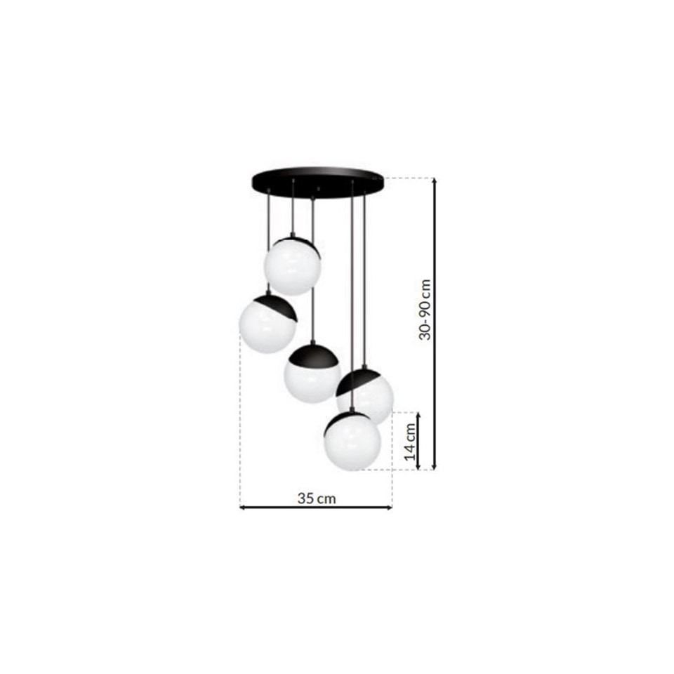 Multi-Light Pendant Lamp Sfera 35cm 5xE14 Ø35cm Silver