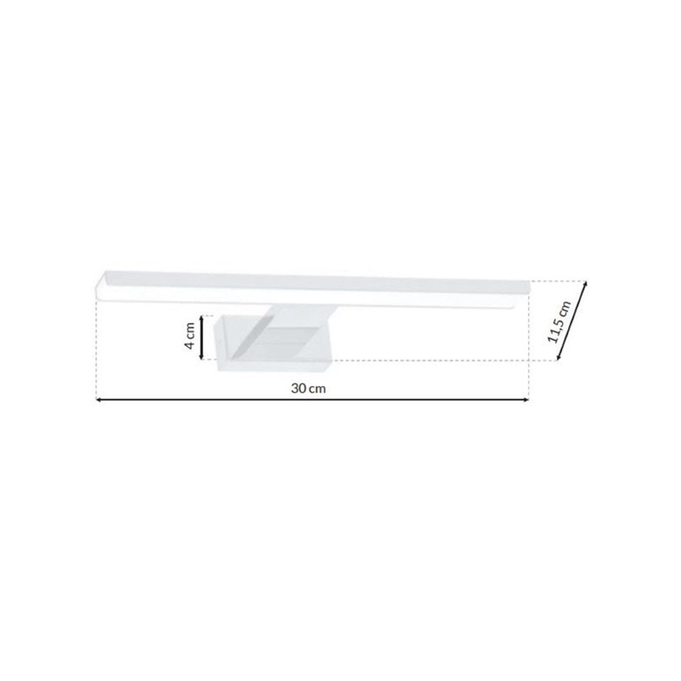 LED Απλίκα Τοίχου Shine χωρίς πλαίσιο 7W IP44 30cm Λευκό