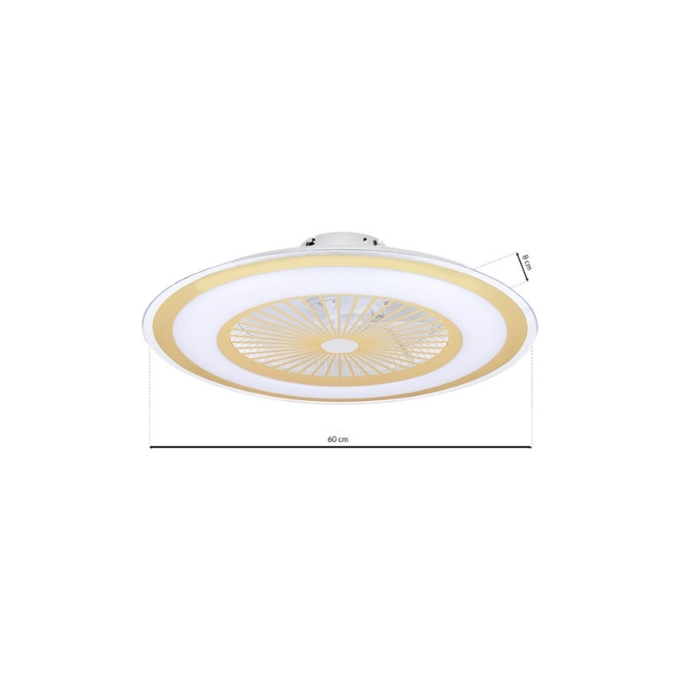 LED Ανεμιστήρας Οροφής Zonda 48W Ø60cm Χρυσό