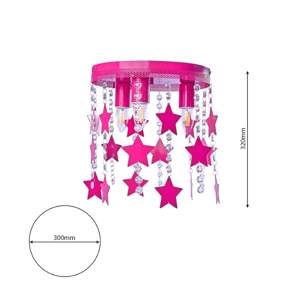 Childrens Multi-Light Ceiling Lamp Star Ø30cm Pink