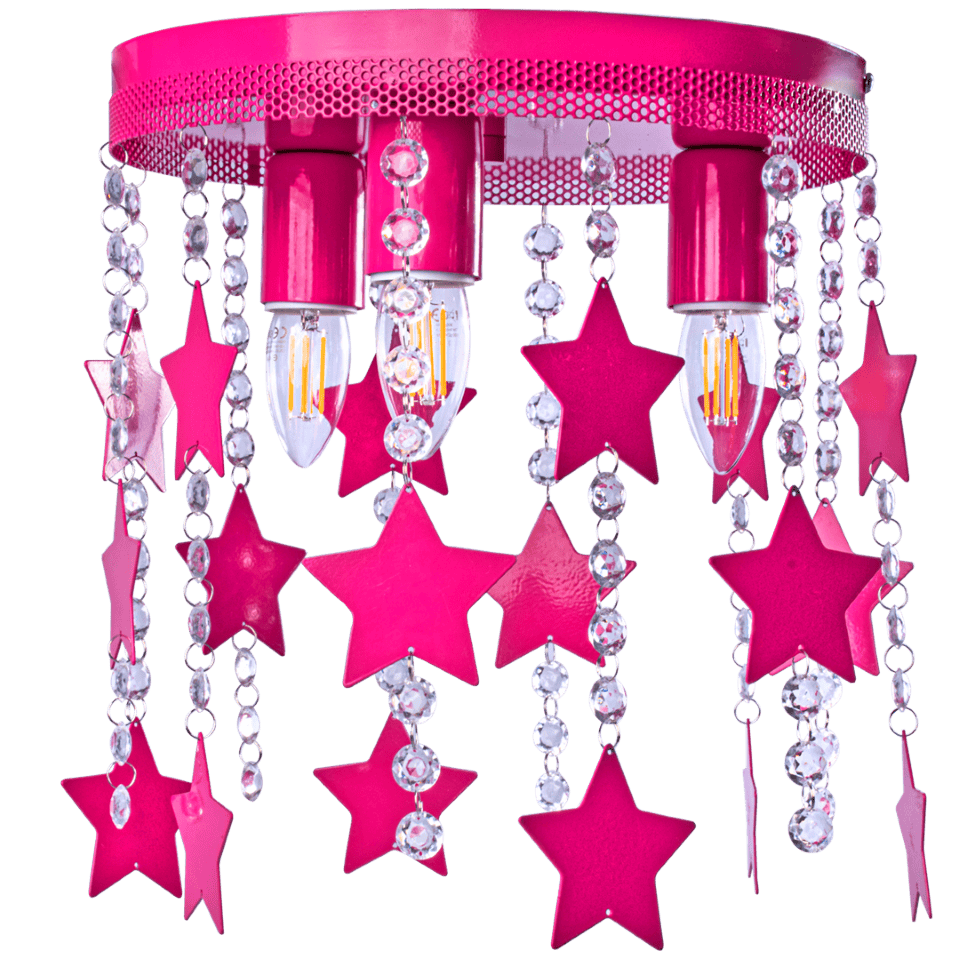 Childrens Multi-Light Ceiling Lamp Star Ø30cm Pink