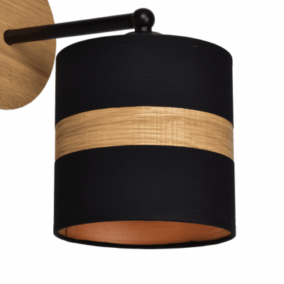 Wall Lamp Terra with shade Black Natural Wood Color