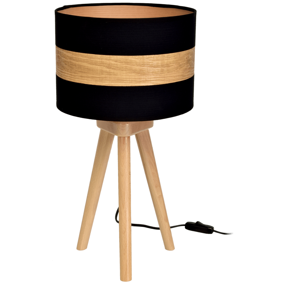 Table Lamp Terra with shade Black Natural Wood Color