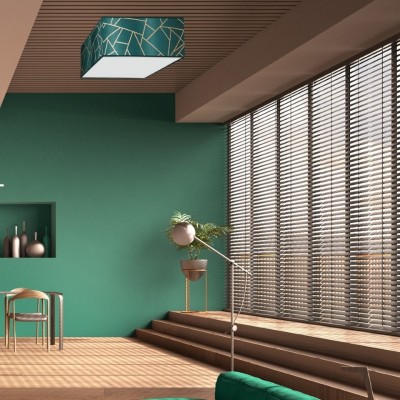 Multi-Light Ceiling Lamp Ziggy with shade Gold Green