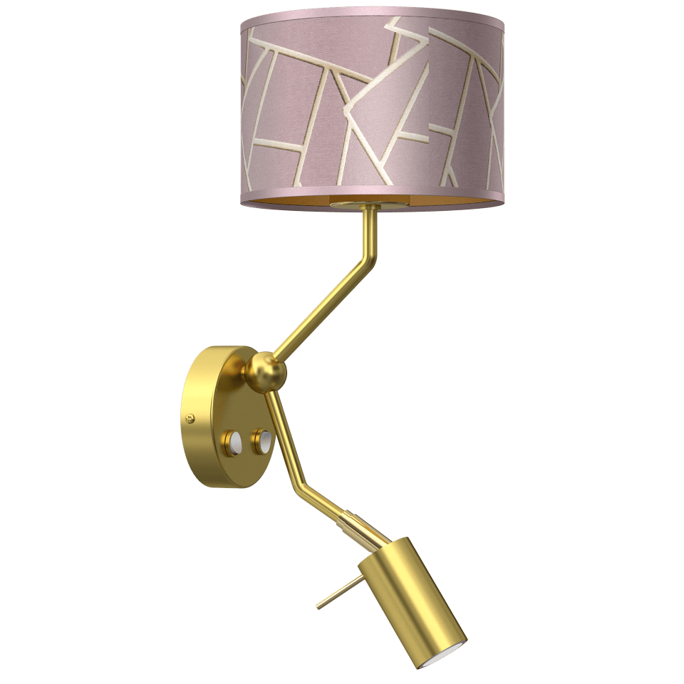 Wall Lamp Ziggy Hotel with shade Gold Pink