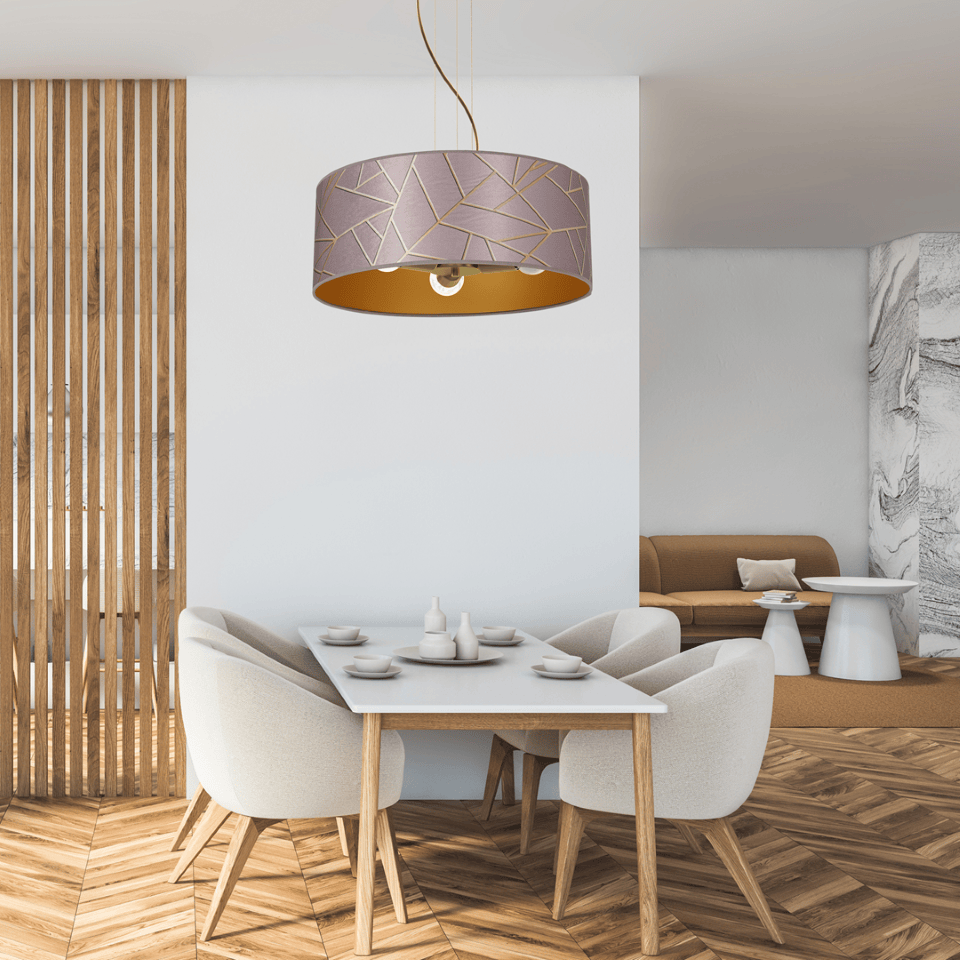 Multi-Light Pendant Lamp Ziggy with shade 3xE27 Ø50cm Gold Pink