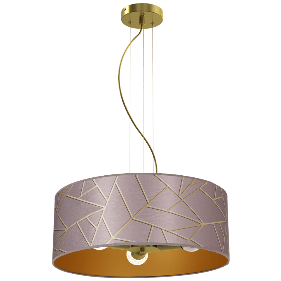 Multi-Light Pendant Lamp Ziggy with shade 3xE27 Ø50cm Gold Pink