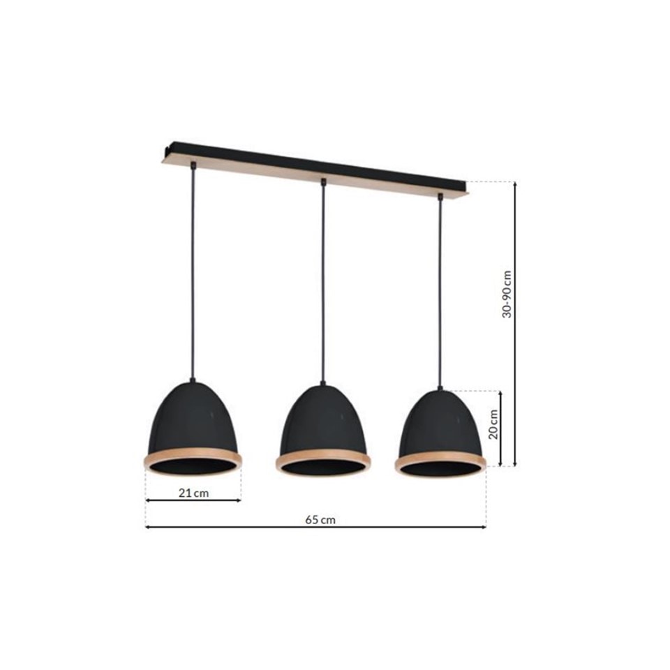 Multi-Light Pendant Lamp Studio 3xE27 Black