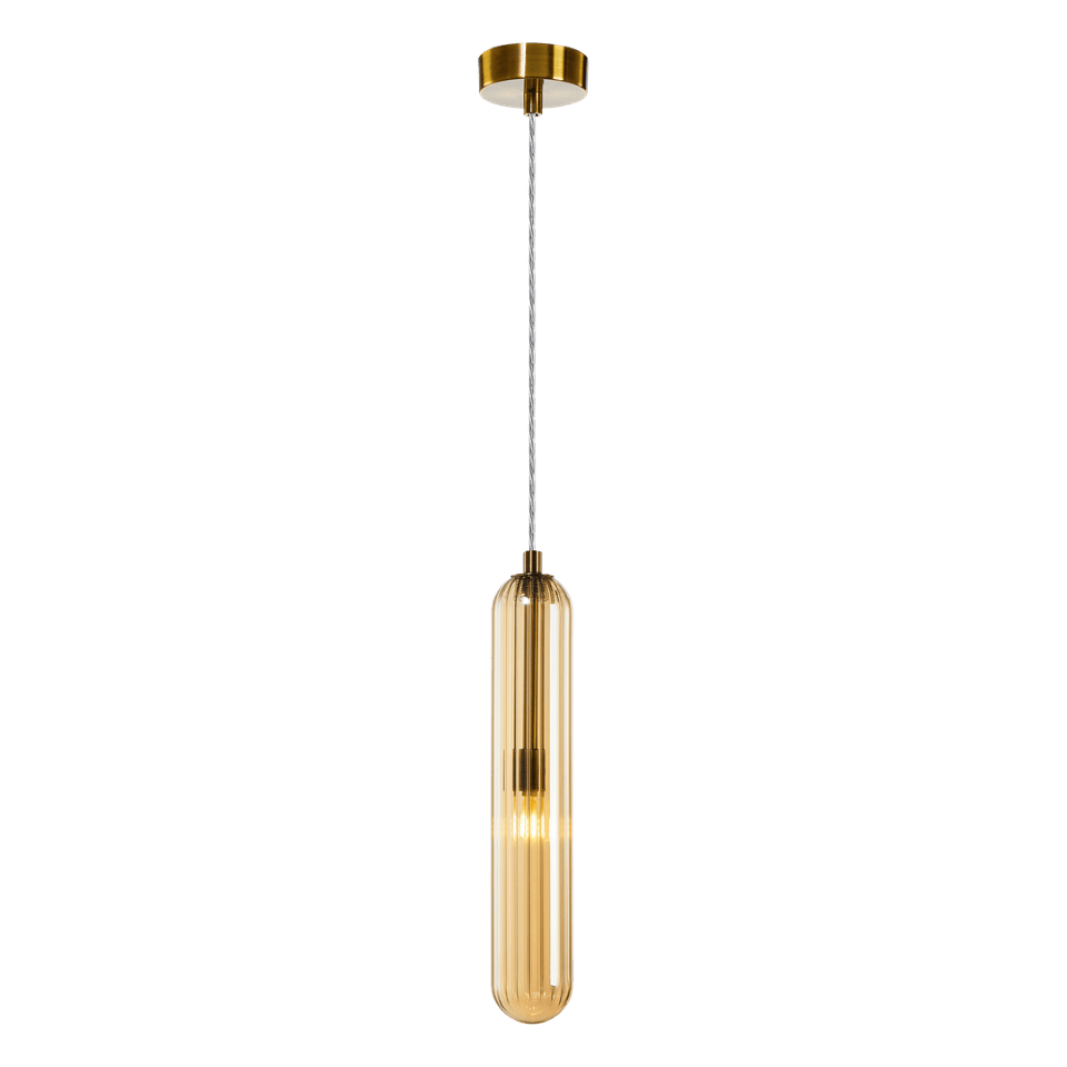 Κρεμαστό Φωτιστικό Γυάλινο Pax Ø8cm Χρυσό με Μελί Γυαλί