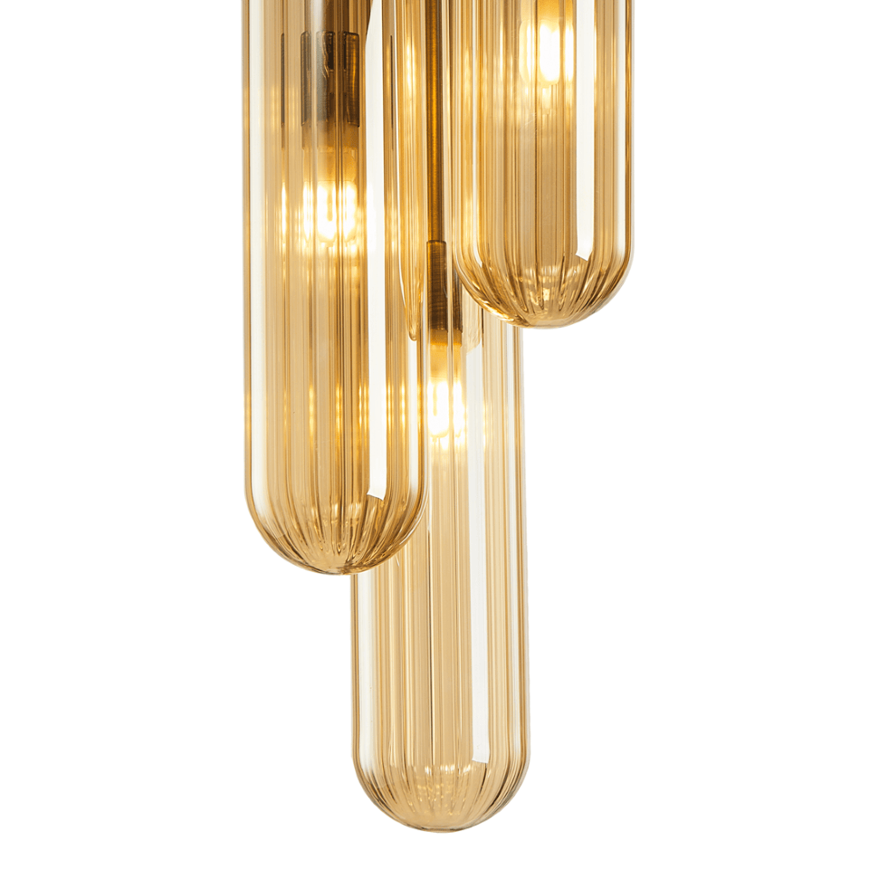 Φωτιστικό Γυάλινο Οροφής Pax Ø15cm Χρυσό με Μελί Γυαλί