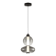 LED Κρεμαστό Φωτιστικό Γυάλινο Daphne Υ43cm 12W Μαύρο με Φυμέ Γυαλί