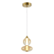 LED Κρεμαστό Φωτιστικό Γυάλινο Daphne Υ43cm 12W Χρυσό με Μελί Γυαλί