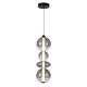 LED Κρεμαστό Φωτιστικό Γυάλινο Daphne Υ75cm 36W Μαύρο με Φυμέ Γυαλί