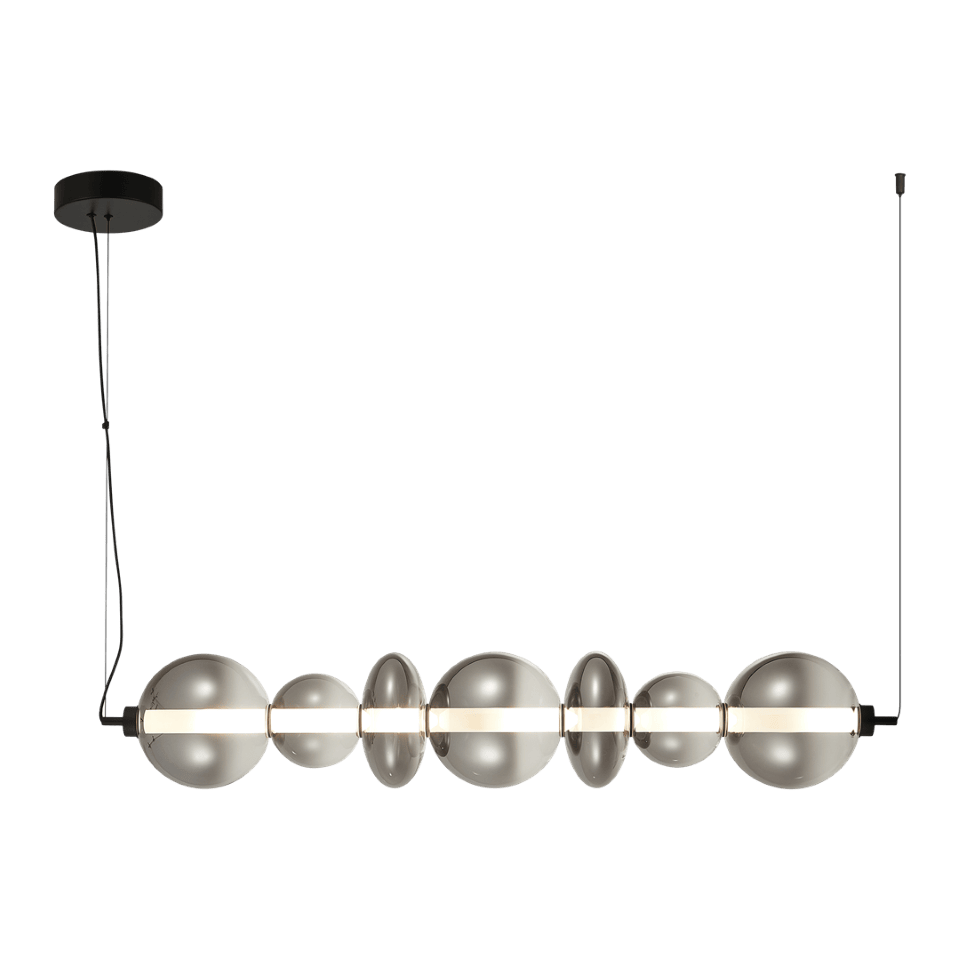 LED Κρεμαστό Φωτιστικό Γυάλινο Daphne 118cm 40W Μαύρο με Φυμέ Γυαλί