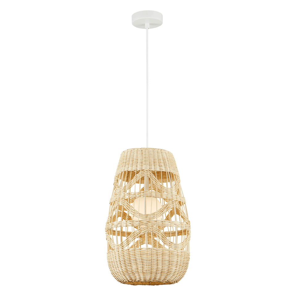 Pendant Lamp Arona with shade Ø25cm White Rattan
