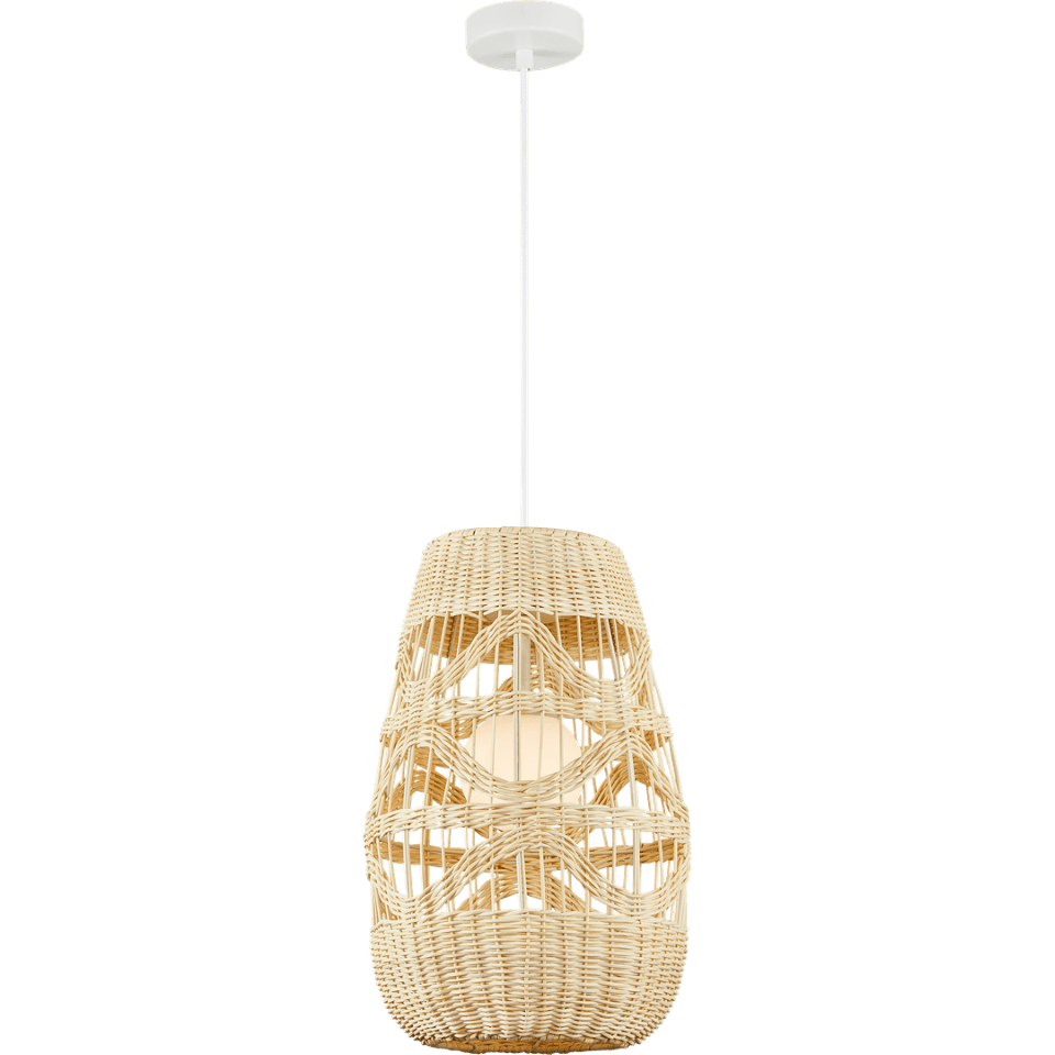 Pendant Lamp Arona with shade Ø25cm White Rattan