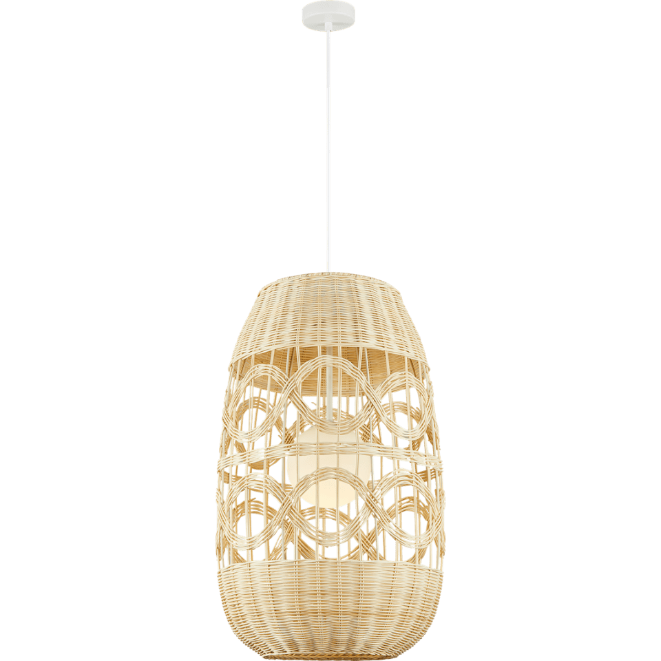 Pendant Lamp Arona with shade Ø40cm White Rattan