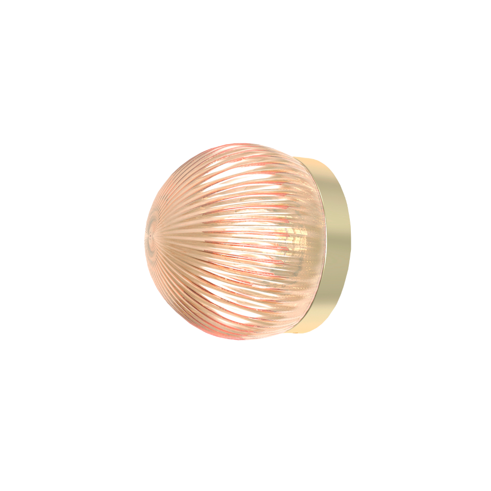 Φωτιστικό Οροφής ή Τοίχου Roi με απλή ροζέτα ø12 Χρυσό με Φυμέ Κοραλί Γυαλί