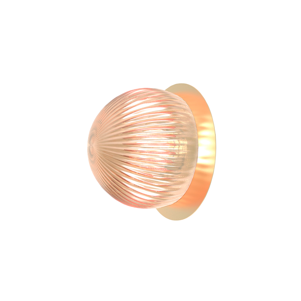 Wall or Ceiling Lamp Roi Disc ø15 Gold with Pink Glass