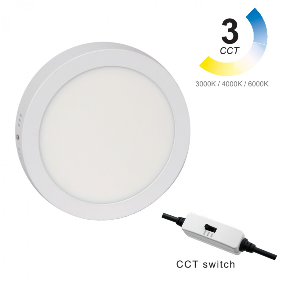 LED Πάνελ Στρογγυλό Εξωτερικό Φ21cm 3000/4000/6000K/CCT 18W Λευκό