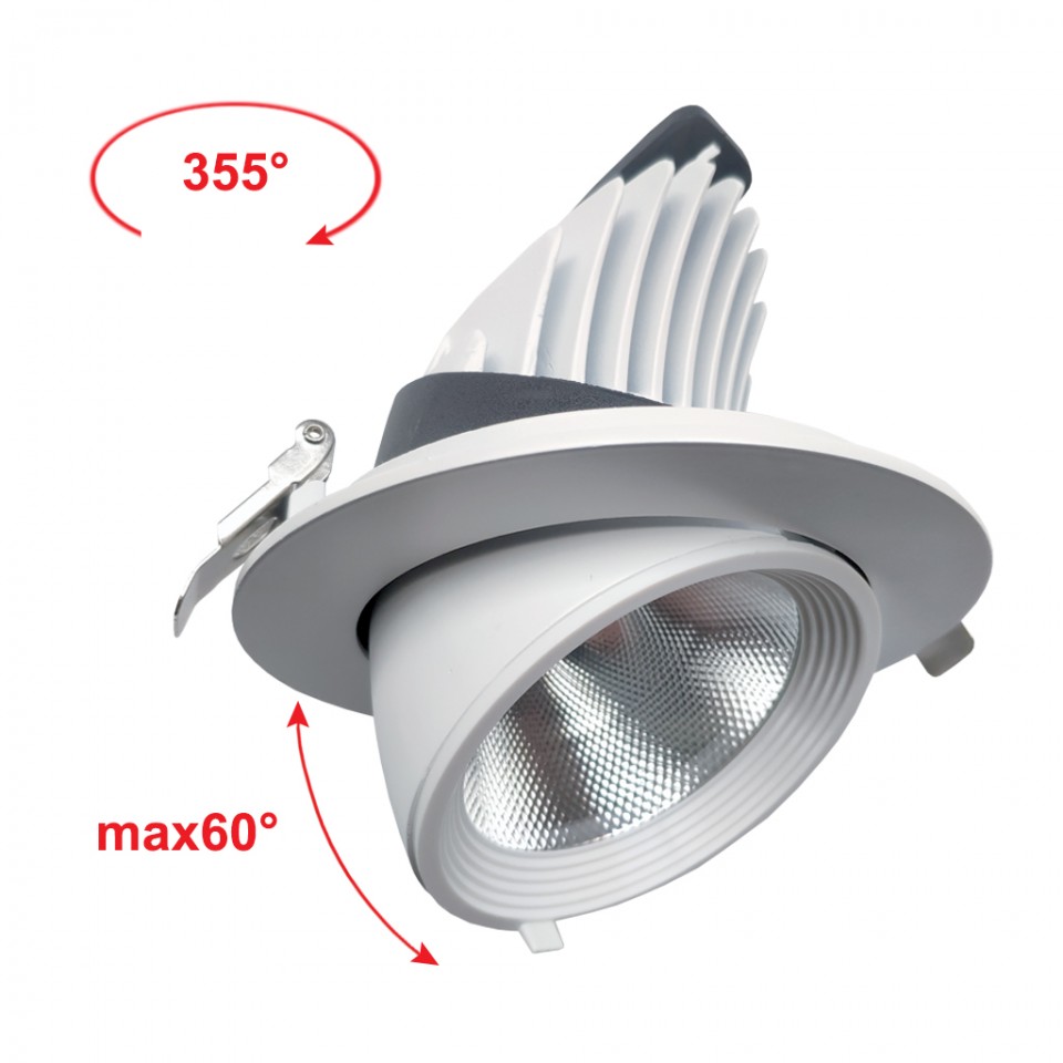 LED Σποτ Χωνευτό Κινητό Roma 30-25-20W 3000K 36° ⌀16cm Λευκό