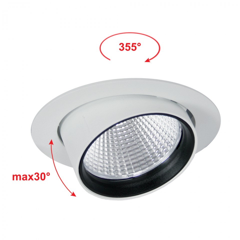 LED Σποτ Χωνευτό Κινητό Revo 30-25-20W 3000K 36° ⌀12cm Λευκό