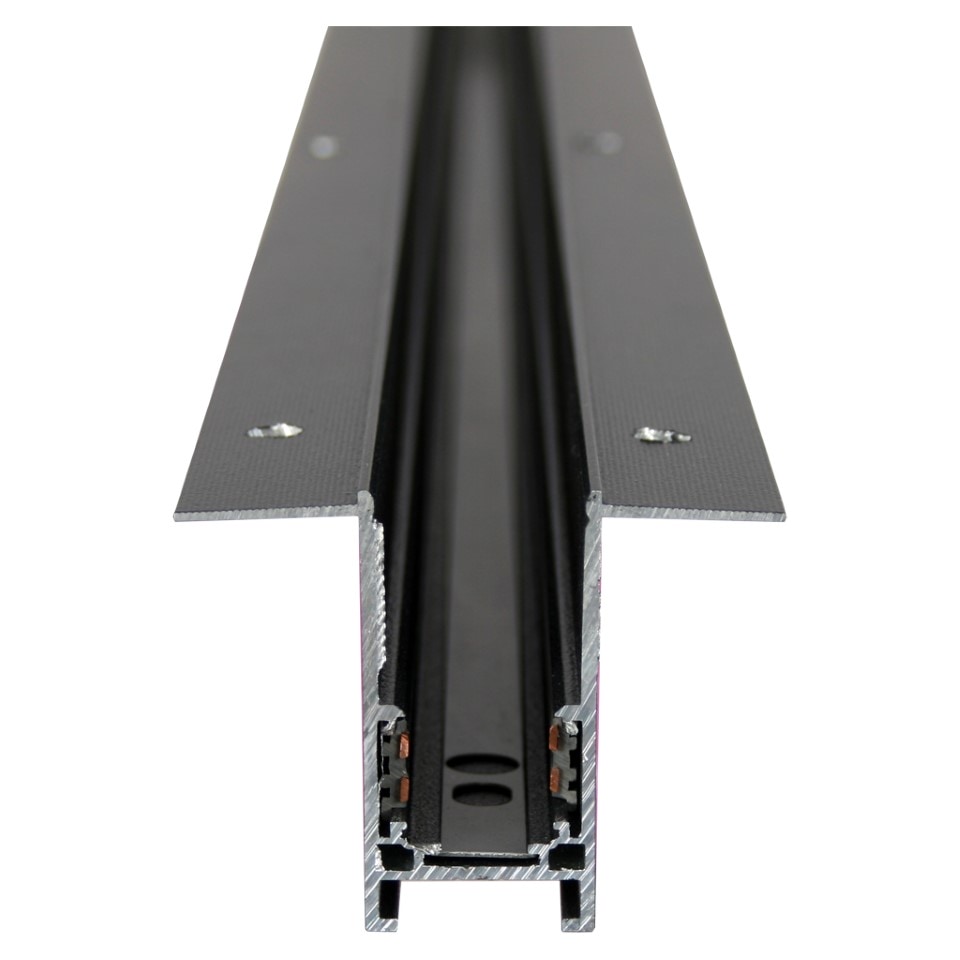 Μαγνητική Ράγα Χωνευτή Trimless σειράς Flexo 1m Μαύρη 52.25×68.6mm με Τάπες
