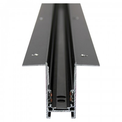 Μαγνητική Ράγα Χωνευτή Trimless σειράς Flexo 3m Μαύρη 52.25×68.6mm με Τάπες