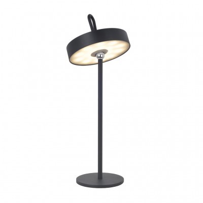 LED Portable Table Lamp Ginko with Rechargeable Battery USB-C IP54 Outdoor 3W 3000K Black Sandy Matte