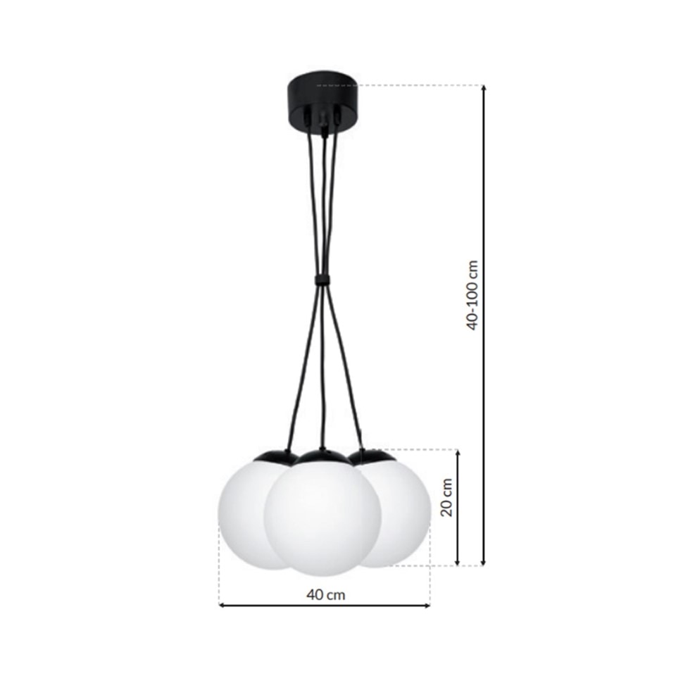 Multi-Light Pendant Lamp Lima 3xE14 Ø40cm Black