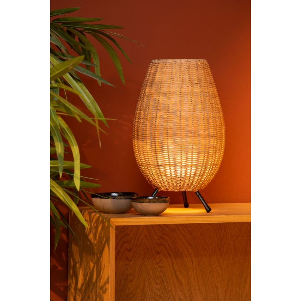 Table Lamp COLIN Ø22cm Light Wood Black