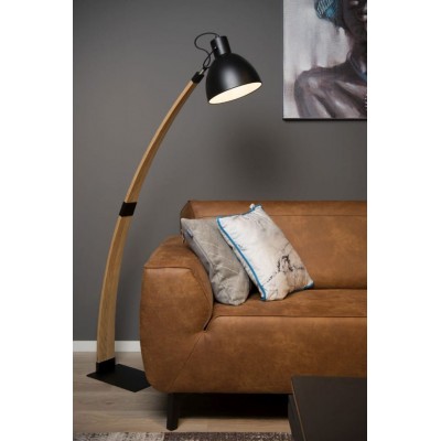 Floor Lamp CURF 143cm Black Light Wood