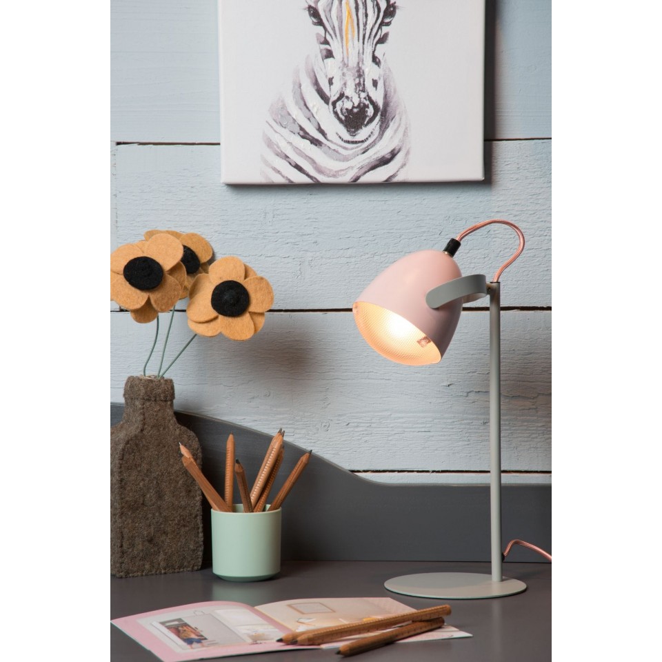 Childrens Table Lamp DYLAN Pink Grey