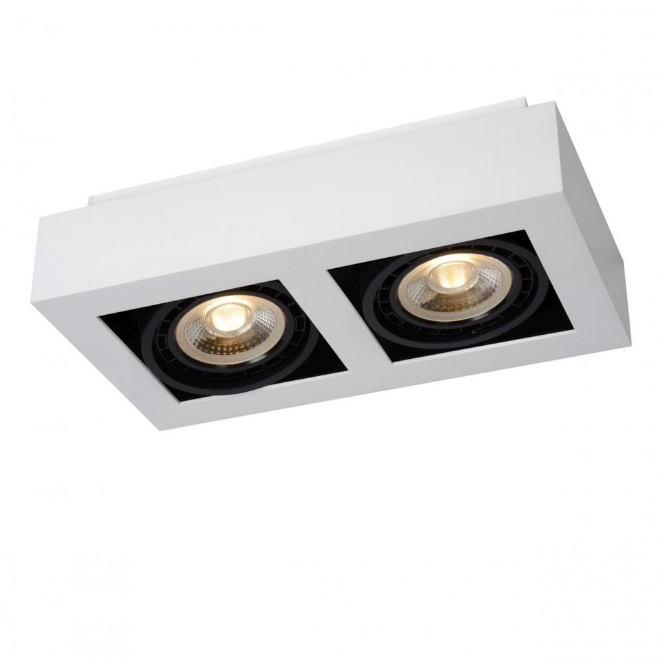 LED Σποτ Οροφής Zefix 2x12W 3000K Λευκό με Μαύρο