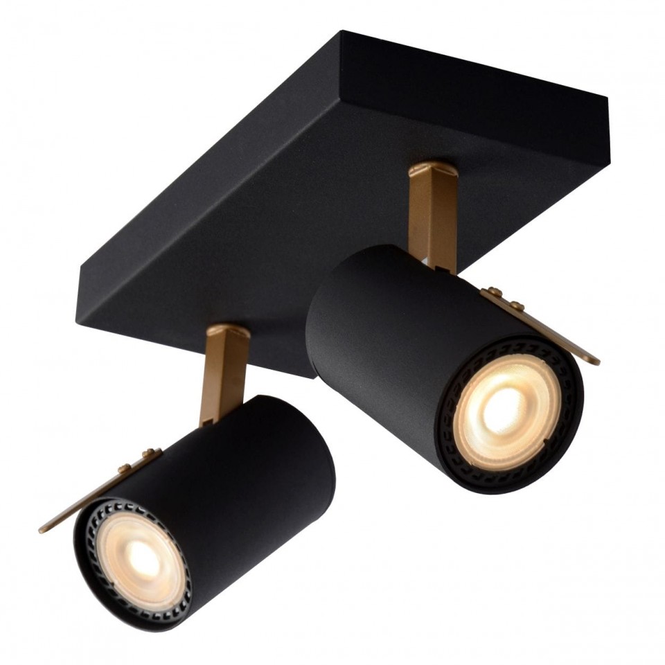 LED Σποτ Οροφής Grony 2x5W 3000K Μαύρο με Χρυσό