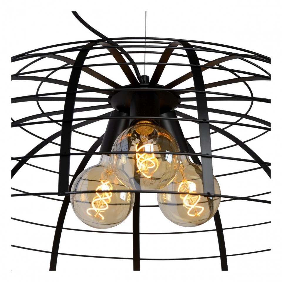 Multi-Light Pendant Lamp ELODIE Ø76cm 3xE27 Black