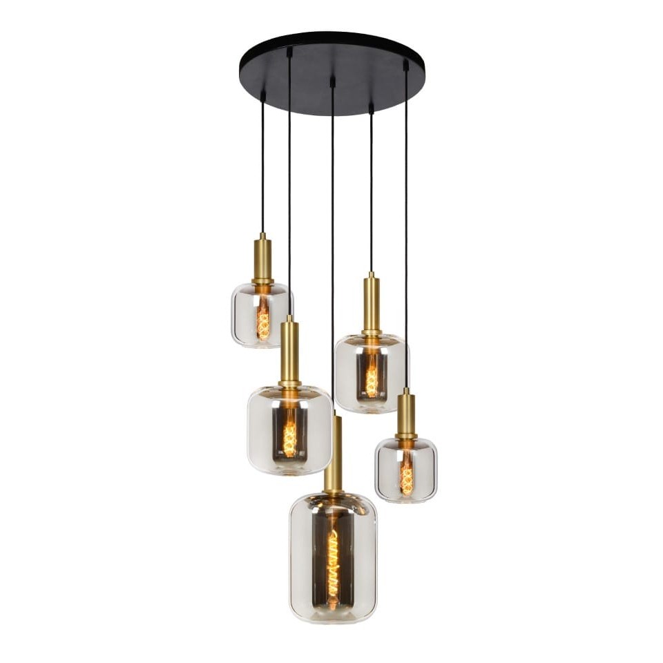 Multi-Light Pendant Lamp JOANET Ø66cm 5xE27 Grey Brass