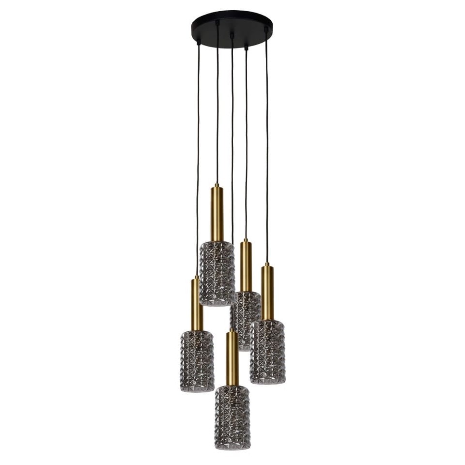 Multi-Light Pendant Lamp CORALIE Ø30cm 5xE27 Brass Grey
