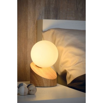 Table Lamp LEN Ø10cm Light Wood Opal