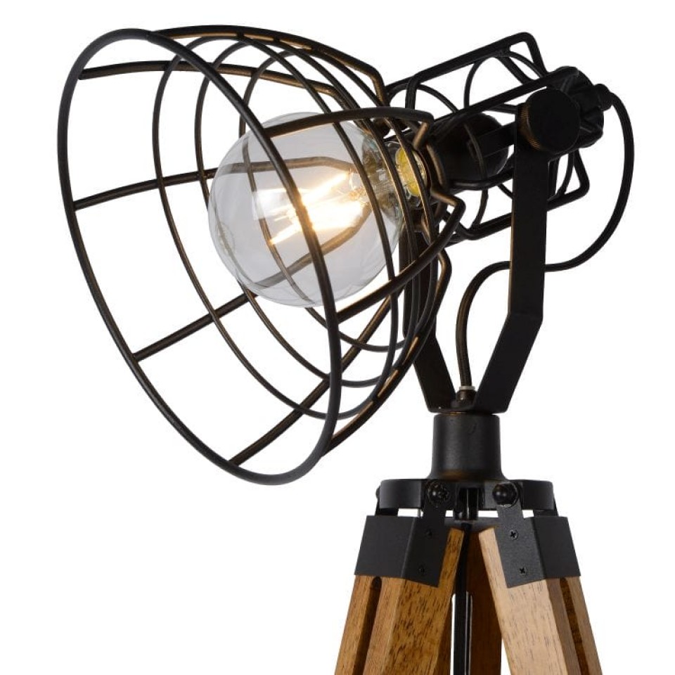 Floor Lamp JOSHUA 105cm Black Light Wood